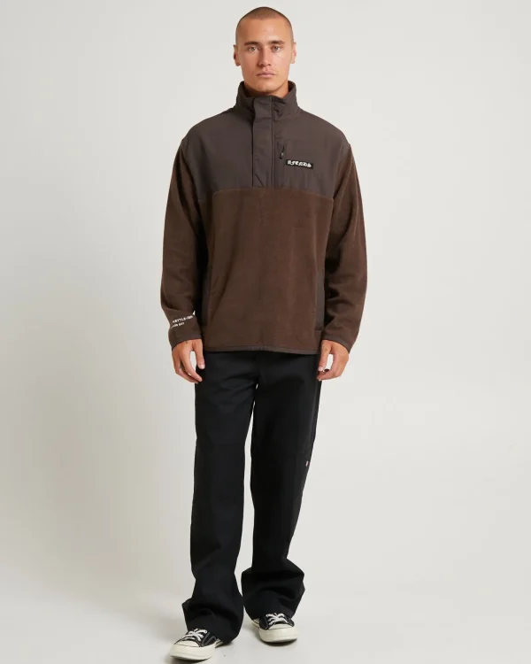 Clearance AFENDS Gothic Recycled Fleece Pullover Coffee