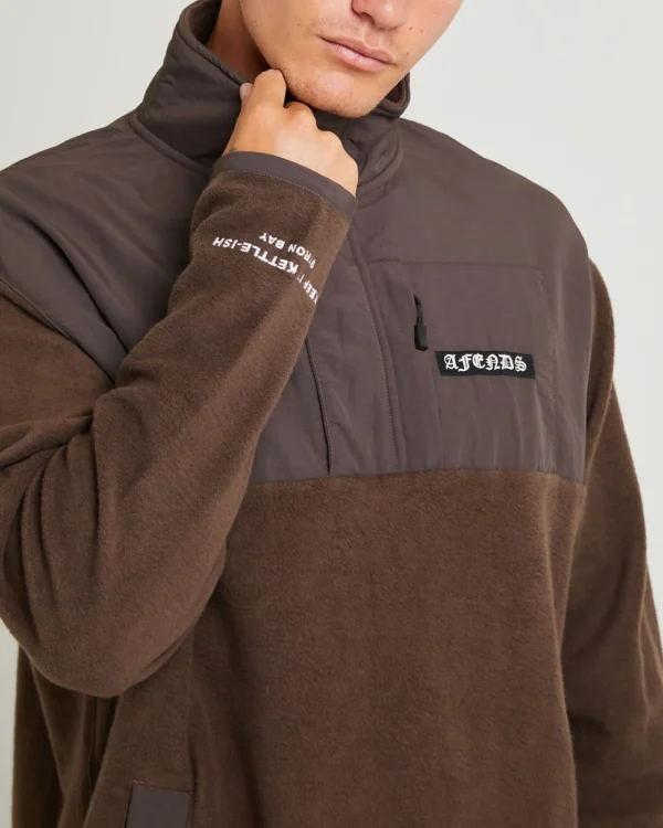 Clearance AFENDS Gothic Recycled Fleece Pullover Coffee
