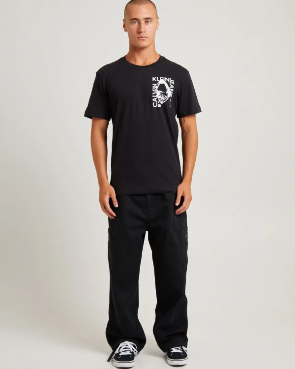 New CALVIN KLEIN Graphic Short Sleeve T-Shirt Modern Metals Black