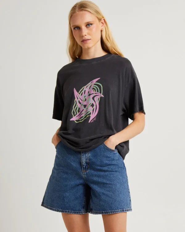 Fashion AFENDS Gravity Hemp Oversized Tee Stone Black