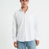 Sale ARVUST Grover Long Sleeve Linen Shirt White