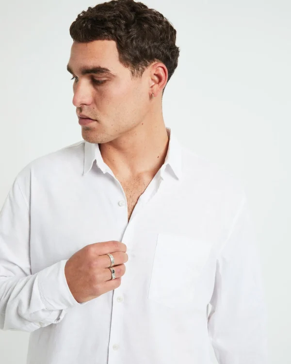 Sale ARVUST Grover Long Sleeve Linen Shirt White