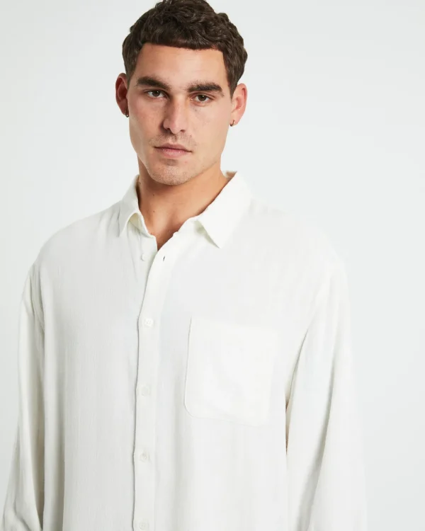 Cheap ARVUST Harrison Linen Long Sleeve Shirt In White