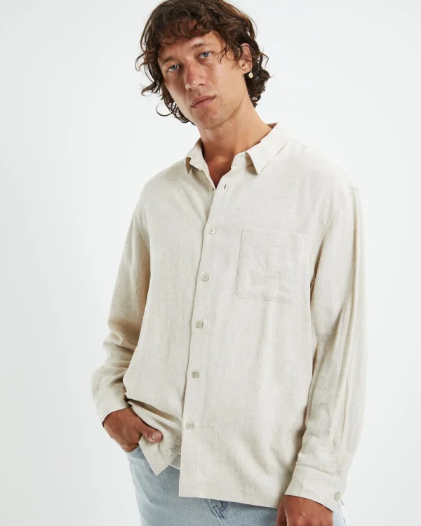Outlet ARVUST Harrison Linen Long Sleeve Shirt Natural