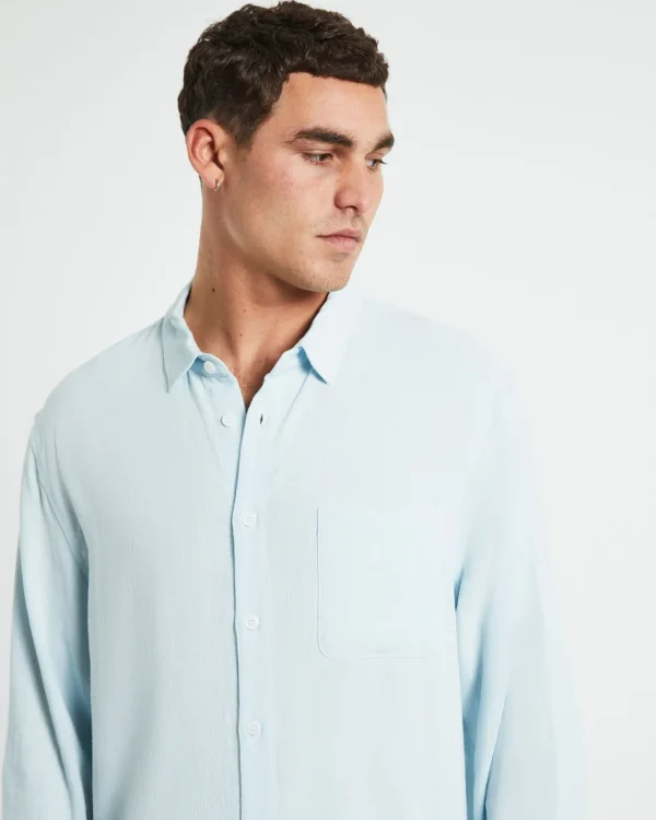 Outlet ARVUST Harrison Linen Long Sleeve Shirt In Sky Blue