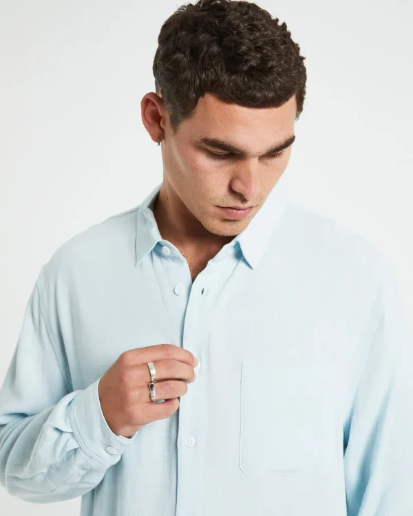 Outlet ARVUST Harrison Linen Long Sleeve Shirt In Sky Blue