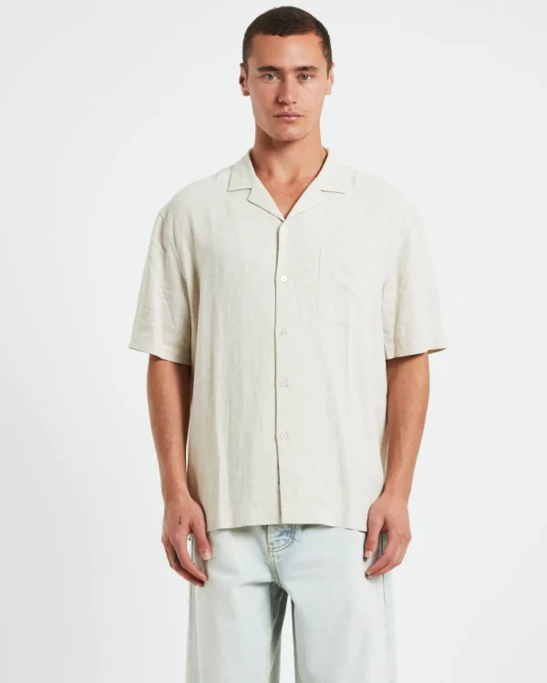 Sale ARVUST Harrison Linen Short Sleeve Resort Shirt In Natural