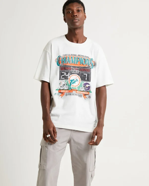Hot MITCHELL & NESS Head To Head Short Sleeve T-Shirt Dolphins Vintage White