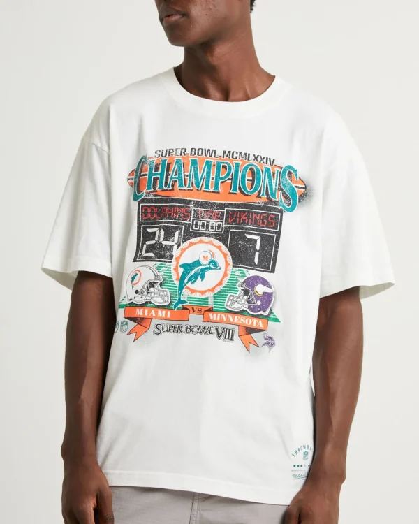Hot MITCHELL & NESS Head To Head Short Sleeve T-Shirt Dolphins Vintage White