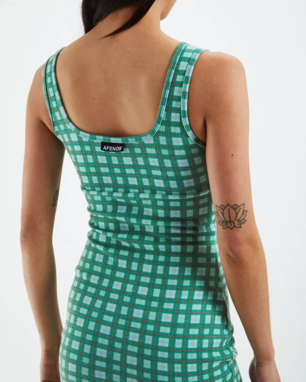 Flash Sale AFENDS Hemp Rib Check Dress Forest Green