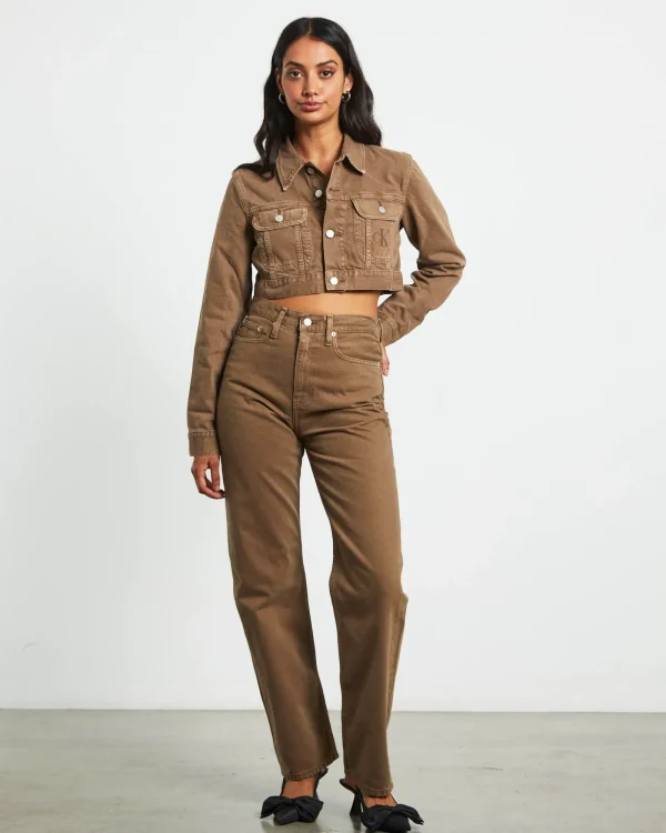 Cheap CALVIN KLEIN High Rise Straight Jeans In Brown