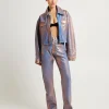 Sale CALVIN KLEIN High Rise Straight Metallic Jeans