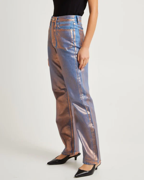 Sale CALVIN KLEIN High Rise Straight Metallic Jeans