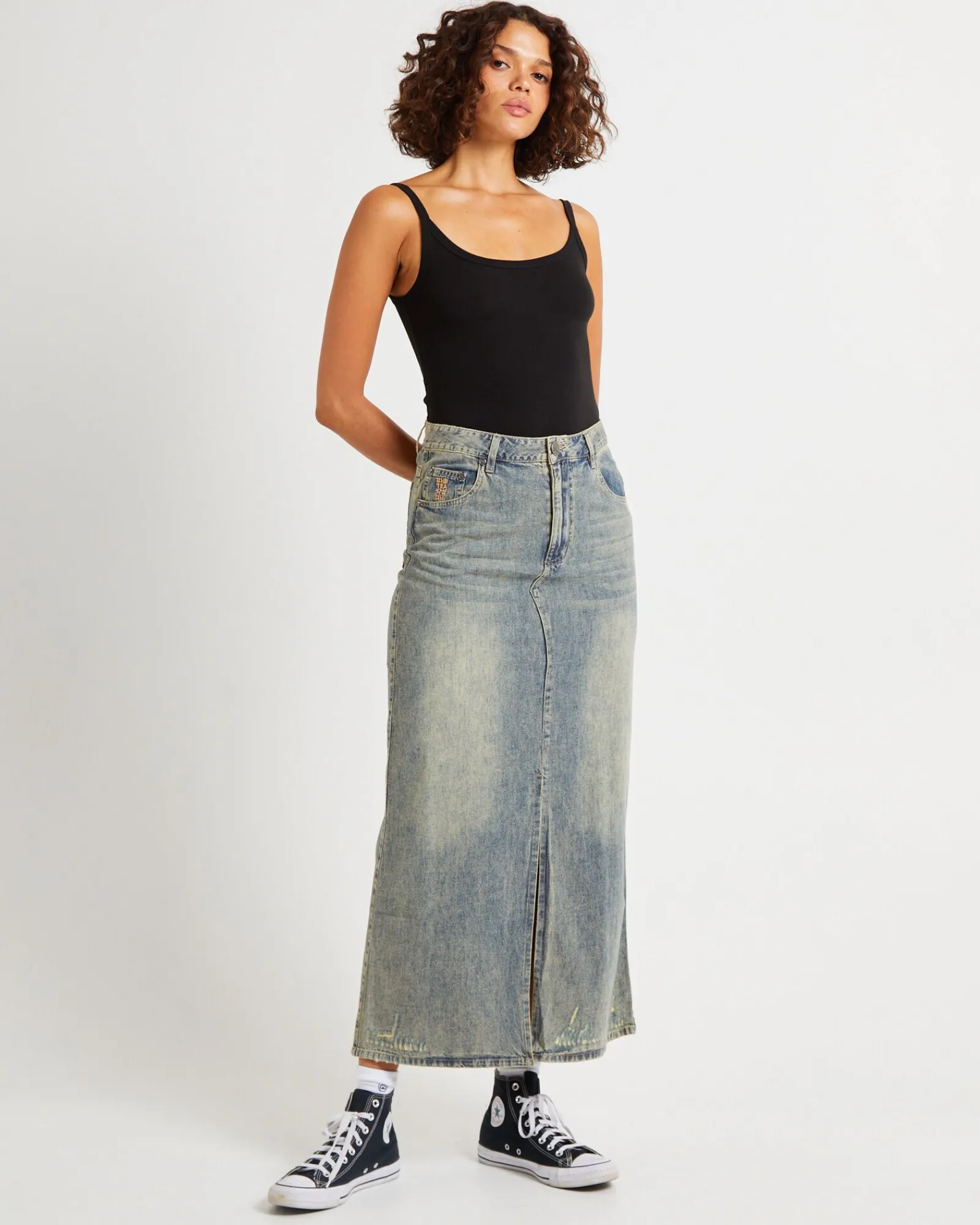 high_waisted_denim_column_2.webp Discount ONE TEASPOON High Waisted Denim Column Skirt Dirty Blue