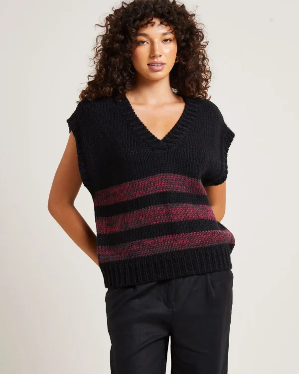 Shop INSIGHT Hockney Stripe Knit Vest Black