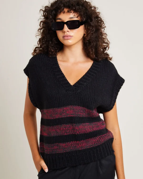 Shop INSIGHT Hockney Stripe Knit Vest Black