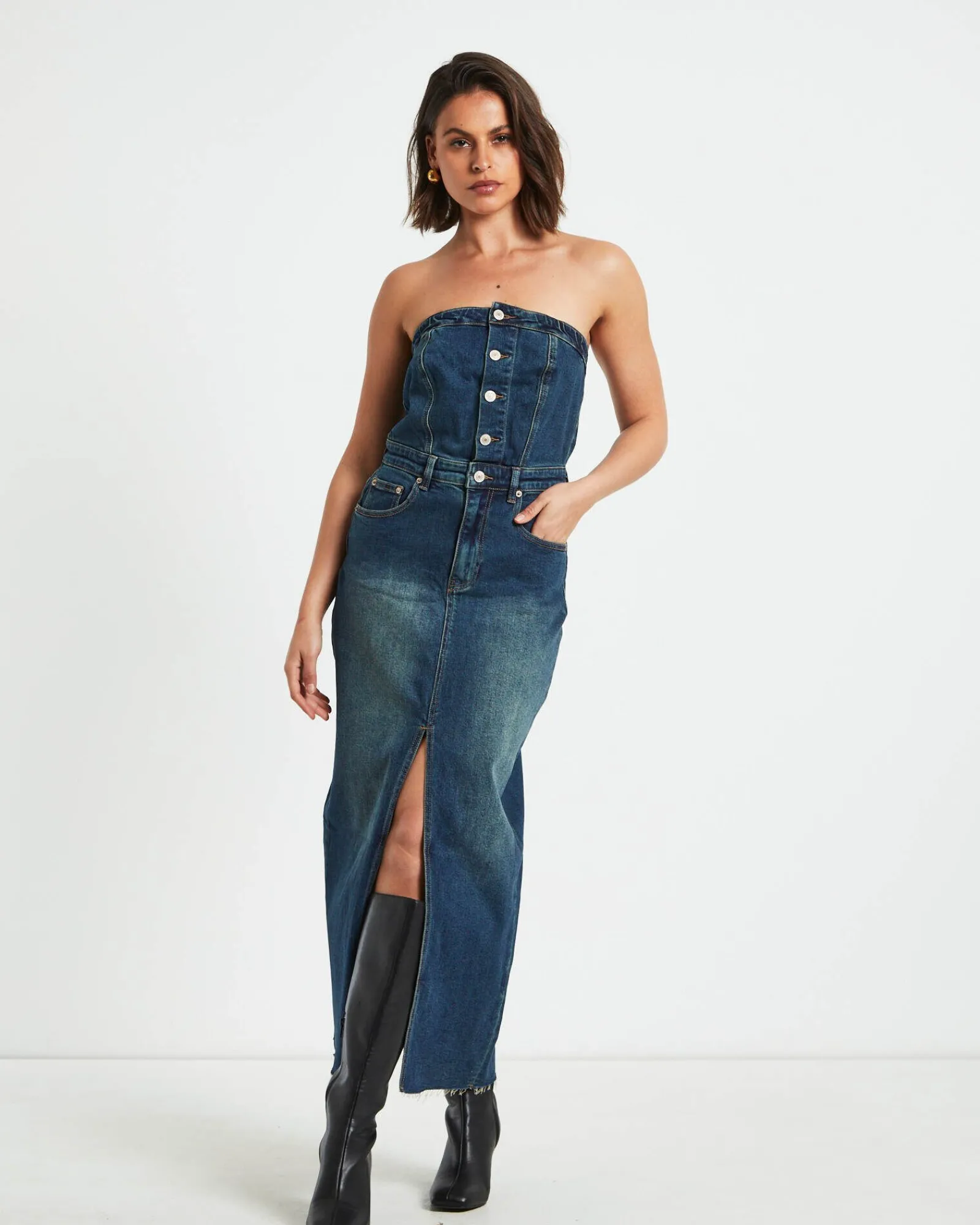 howdy_denim_tube_midi_dre_2.webp Flash Sale INSIGHT Howdy Denim Tube Midi Dress In Vintage Blue