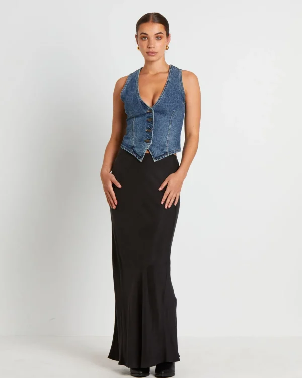Discount INSIGHT Howdy Denim Vest In Grunge Blue