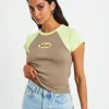 Store X GIRL Infinity Short Sleeve Raglan Tee In Taupe Brown