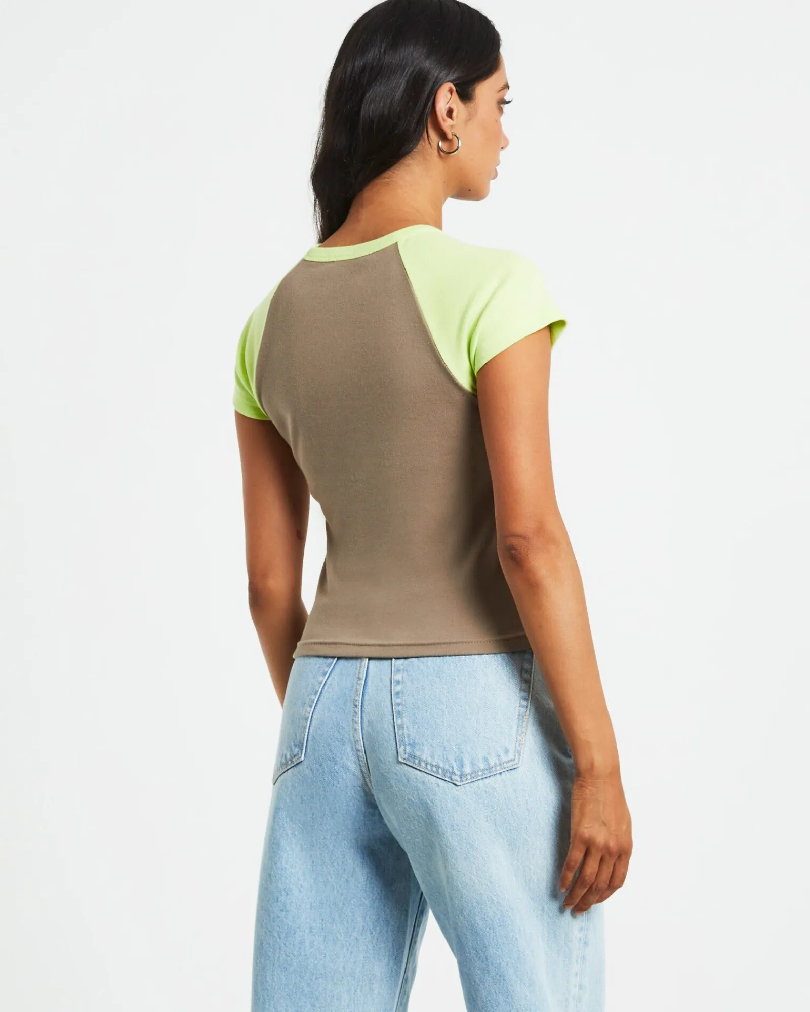 infinity_short_sleeve_rag_1.webp Store X GIRL Infinity Short Sleeve Raglan Tee In Taupe Brown