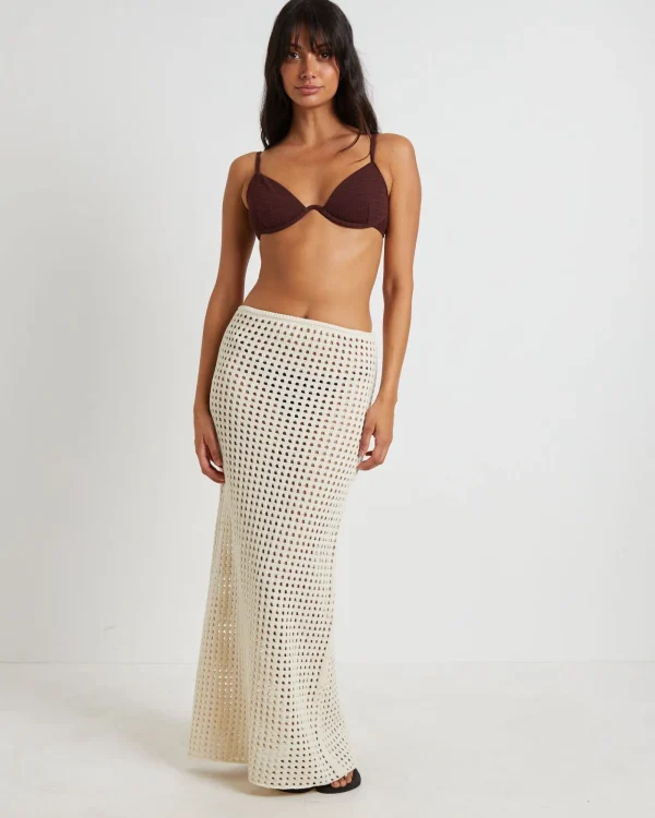 Store SUBTITLED Iris Crochet Maxi Skirt In Warm White