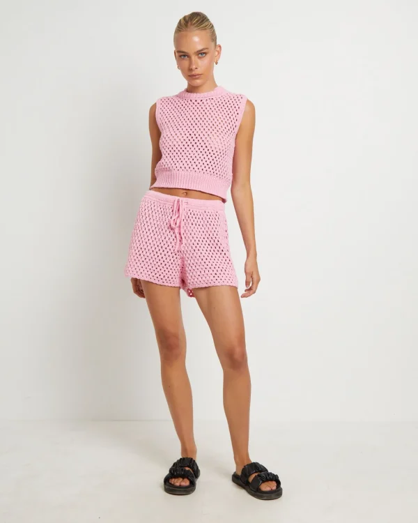 Discount FLEUR BY BLANCA STUDIO Isla Crochet Shorts In Pink