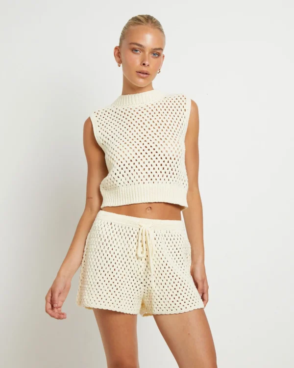 Online FLEUR BY BLANCA STUDIO Isla Crochet Vest In Cream