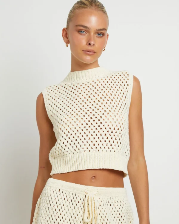Online FLEUR BY BLANCA STUDIO Isla Crochet Vest In Cream