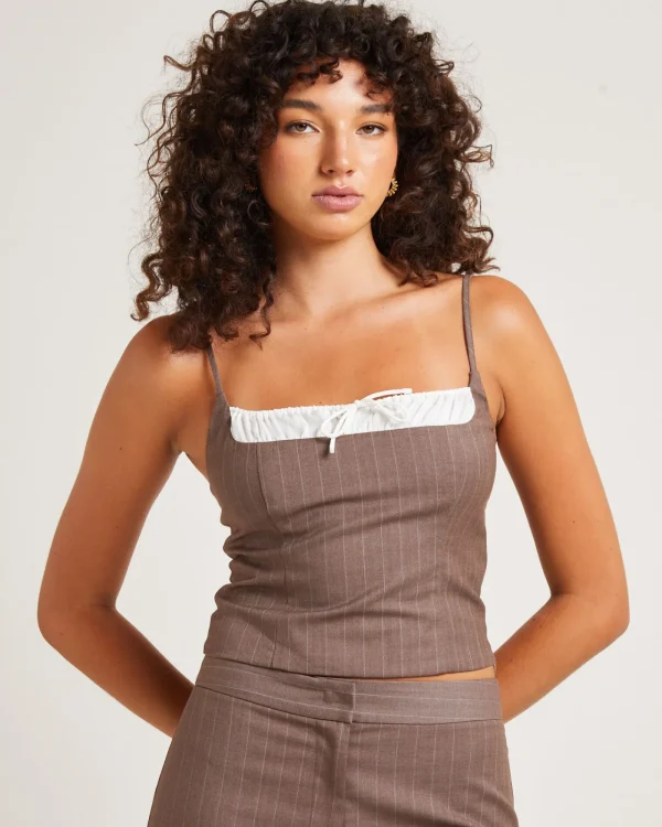 Clearance ALICE IN THE EVE Jenna Pinstripe Ruched Top