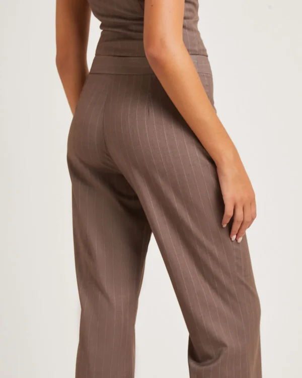 Store ALICE IN THE EVE Jenna Pinstripe Straight Pants Chocolate