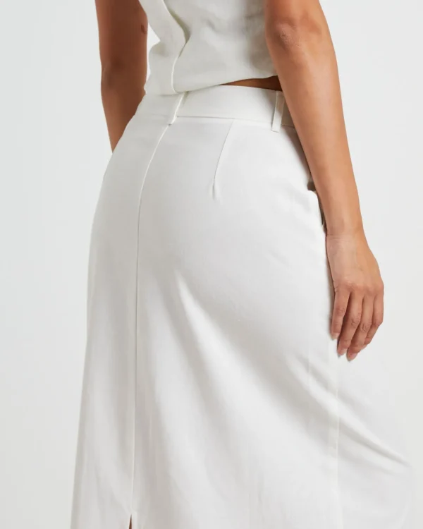 Outlet SUBTITLED Jinta Tailored Linen Maxi Skirt In White