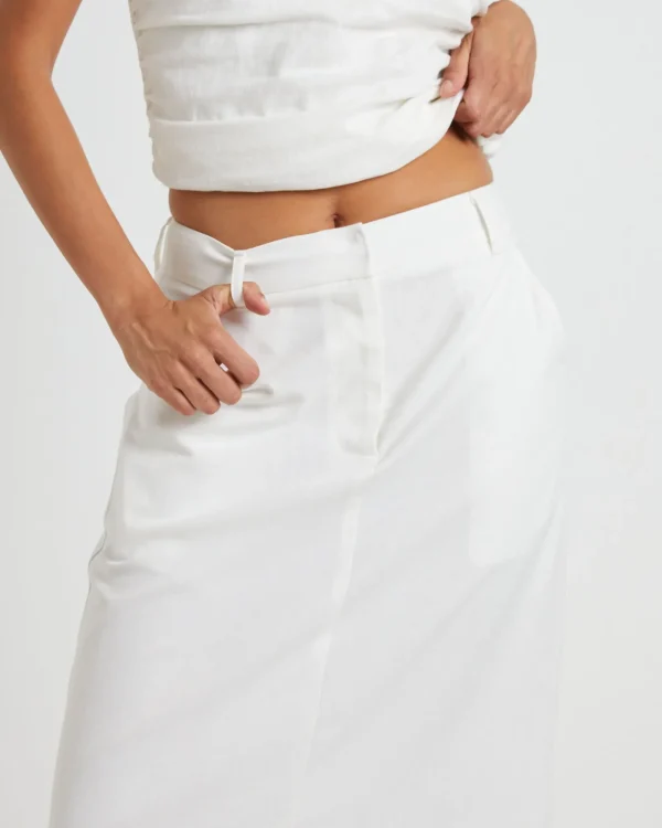 Outlet SUBTITLED Jinta Tailored Linen Maxi Skirt In White