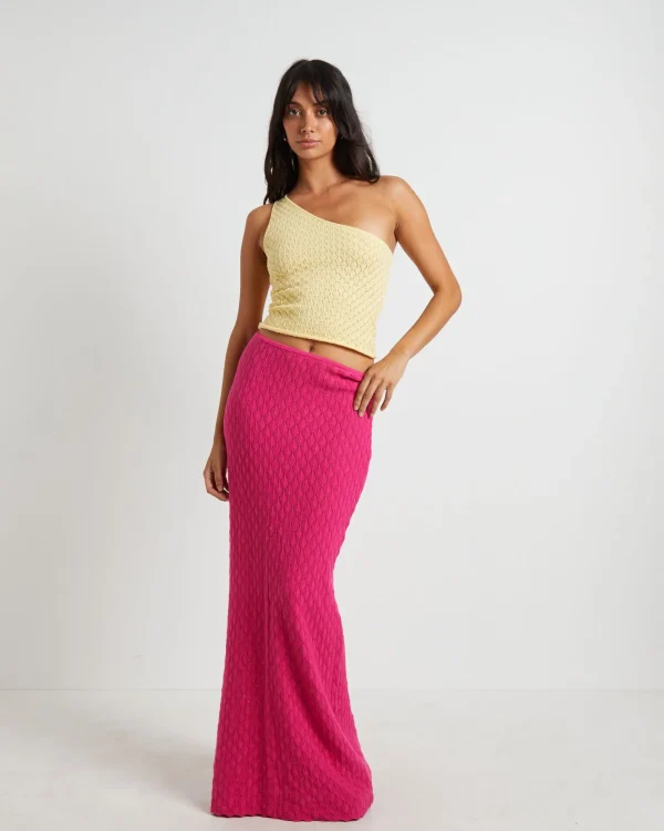 Cheap SUBTITLED Josie Crochet Maxi Skirt In Lipstick Pink