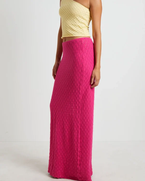 Cheap SUBTITLED Josie Crochet Maxi Skirt In Lipstick Pink