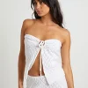 Best Sale SUBTITLED Josie Crochettie Tie Front Top In White