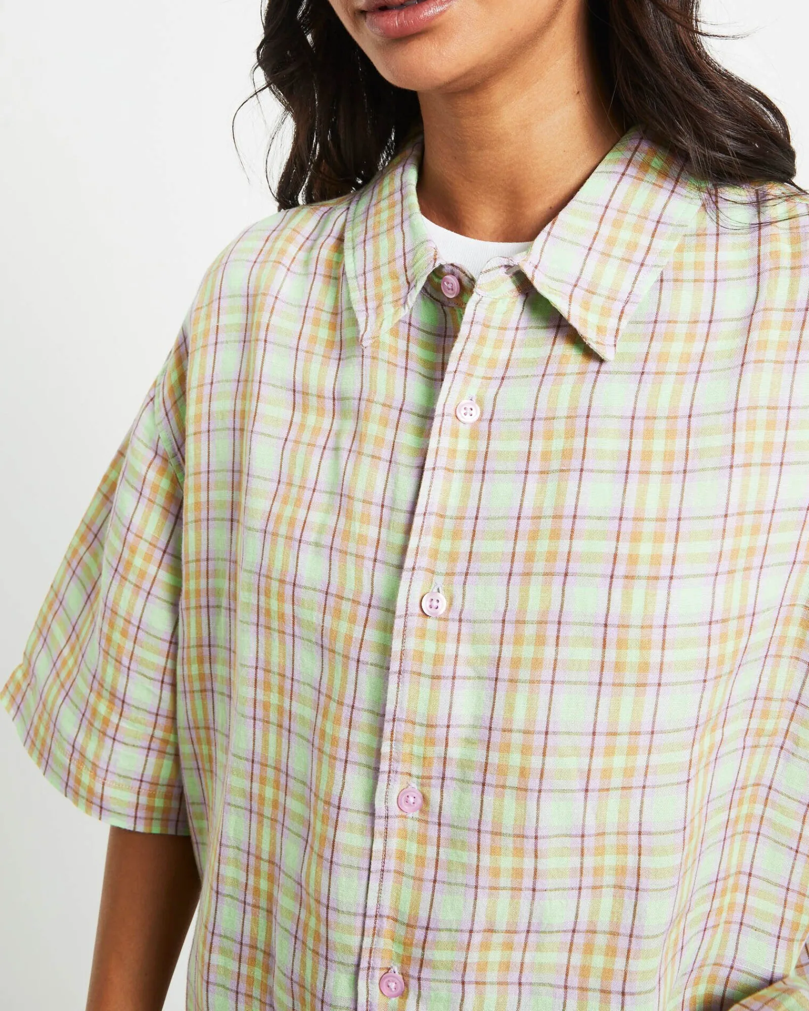 kali_hemp_check_short_sle_5.webp Flash Sale AFENDS Kali Hemp Check Short Sleeve Shirt In Multi