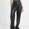 Shop ALICE IN THE EVE Karli Leather Look Straight Leg Pants In Black