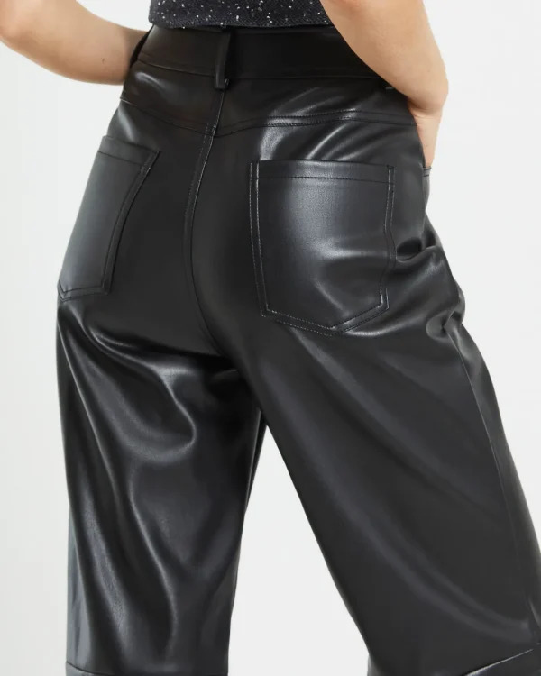 Shop ALICE IN THE EVE Karli Leather Look Straight Leg Pants In Black