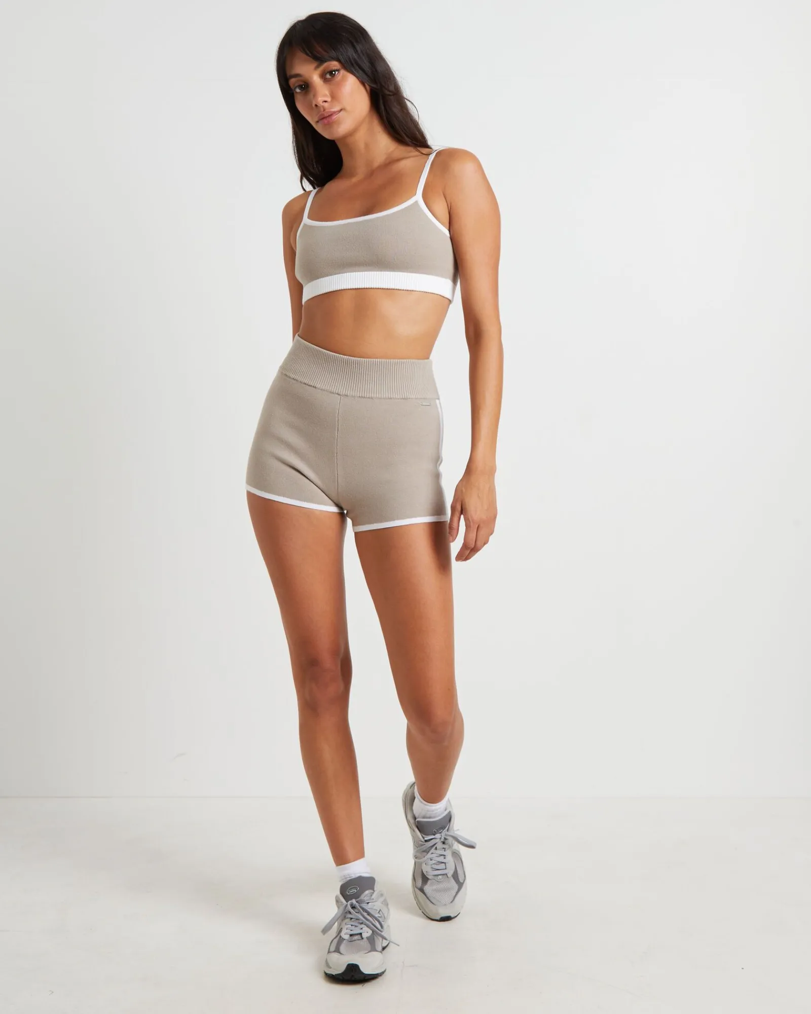 kay_knit_contrast_hot_sho_2.webp Best Sale SUBTITLED SPORTS CLUB Kay Knit Contrast Hot Shorts In Biscuit Beige