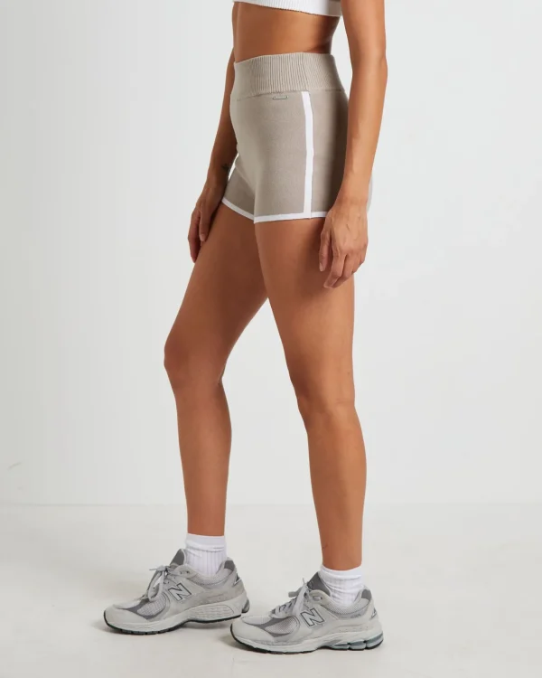 Best Sale SUBTITLED SPORTS CLUB Kay Knit Contrast Hot Shorts In Biscuit Beige