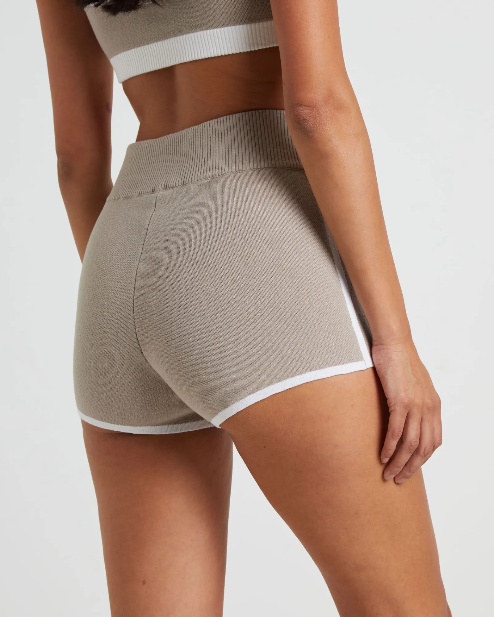 kay_knit_contrast_hot_sho_4.webp Best Sale SUBTITLED SPORTS CLUB Kay Knit Contrast Hot Shorts In Biscuit Beige