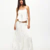 Hot LIONESS Keira Tiered Midi Skirt In Porcelain