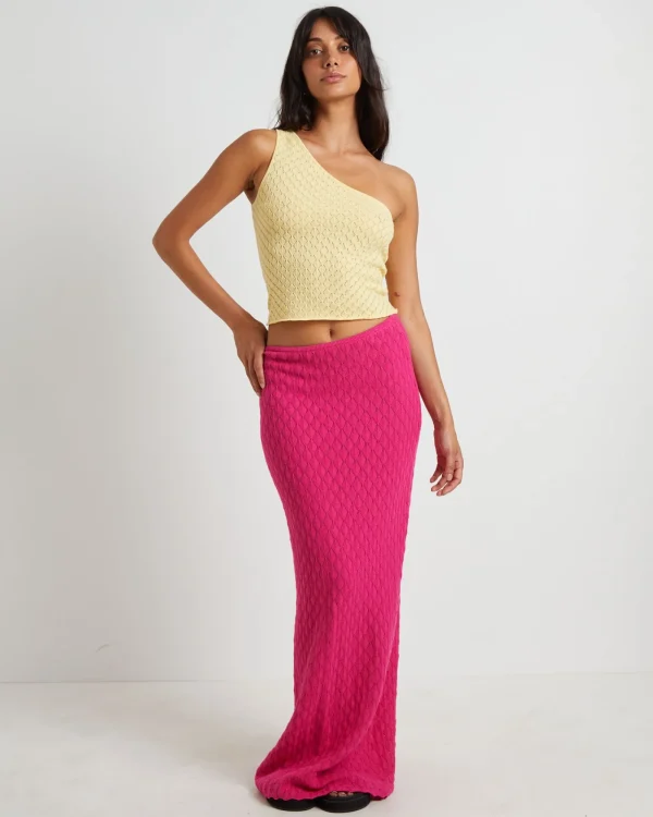 Cheap SUBTITLED Kerby Crochet One Shoulder Top In Lemon