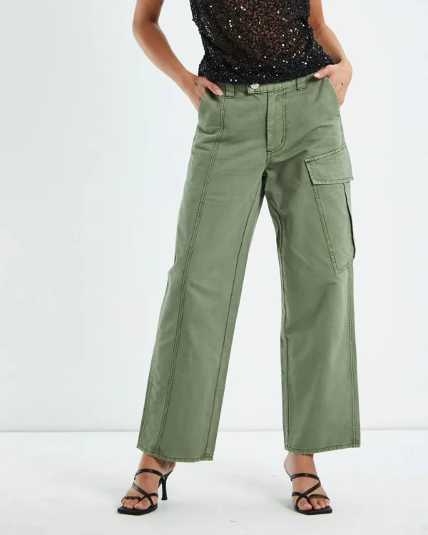 Fashion ONE TEASPOON Khaki New Fiction Wide Lgg Cargo Jeans