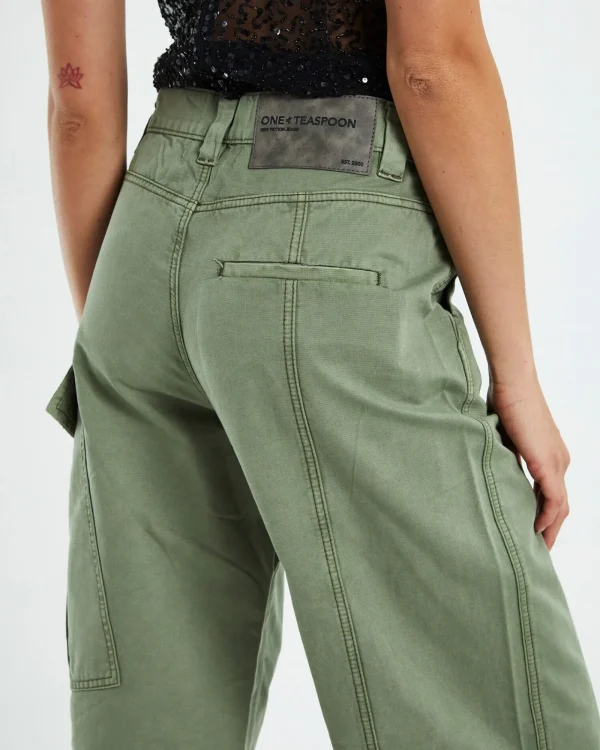 Fashion ONE TEASPOON Khaki New Fiction Wide Lgg Cargo Jeans