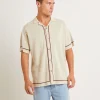 Clearance ARVUST Knit Bowling Short Sleeve Shirt In Natural