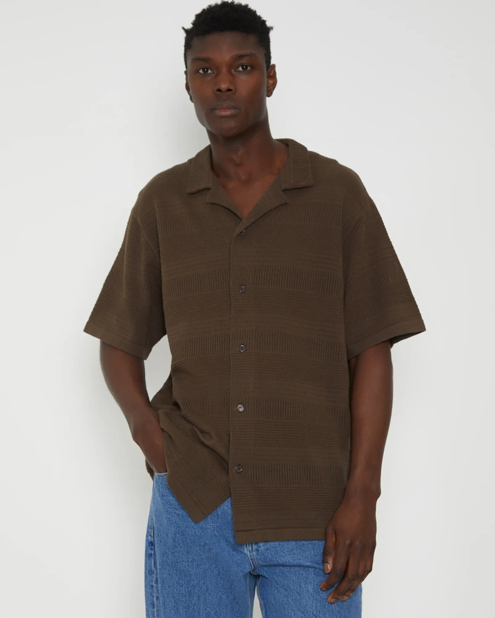 knitted_resort_short_slee_0.webp Store ARVUST Knitted Resort Short Sleeve Shirt In Brown