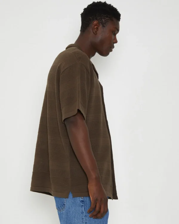 Store ARVUST Knitted Resort Short Sleeve Shirt In Brown