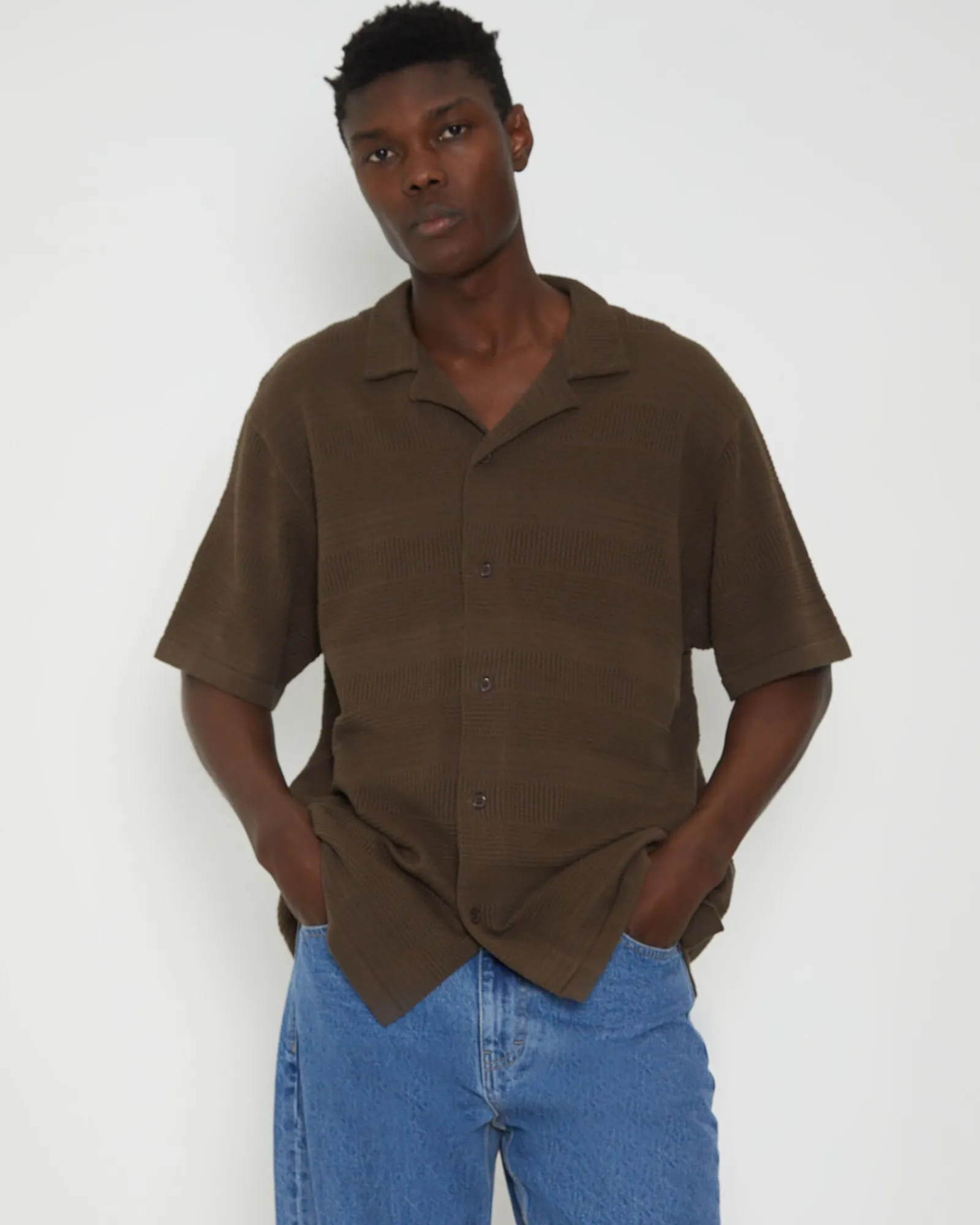 knitted_resort_short_slee_4.webp Store ARVUST Knitted Resort Short Sleeve Shirt In Brown