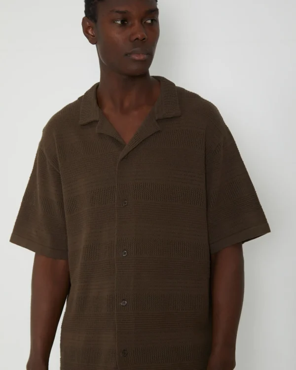 Store ARVUST Knitted Resort Short Sleeve Shirt In Brown